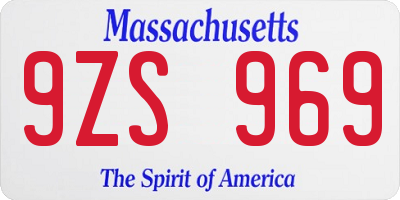 MA license plate 9ZS969