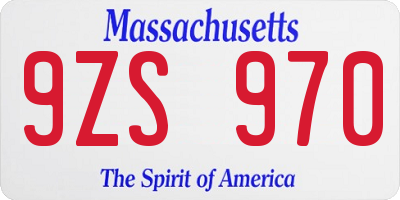 MA license plate 9ZS970