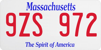 MA license plate 9ZS972