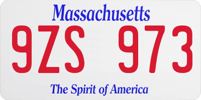MA license plate 9ZS973