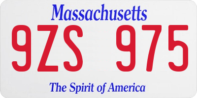 MA license plate 9ZS975