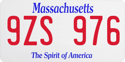 MA license plate 9ZS976