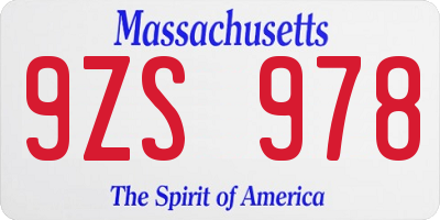 MA license plate 9ZS978