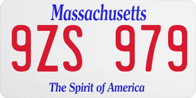 MA license plate 9ZS979