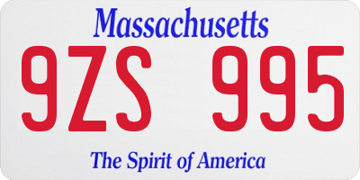 MA license plate 9ZS995