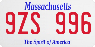 MA license plate 9ZS996