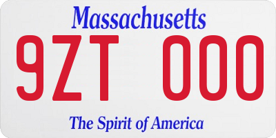 MA license plate 9ZT000