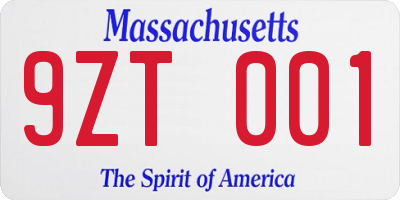 MA license plate 9ZT001