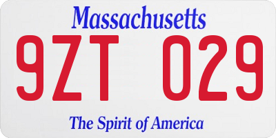MA license plate 9ZT029