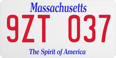 MA license plate 9ZT037