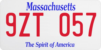 MA license plate 9ZT057