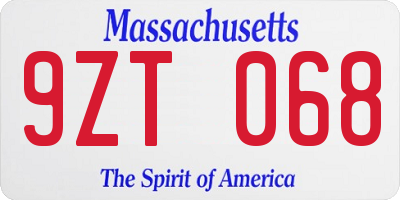 MA license plate 9ZT068