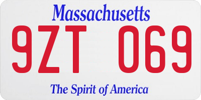 MA license plate 9ZT069