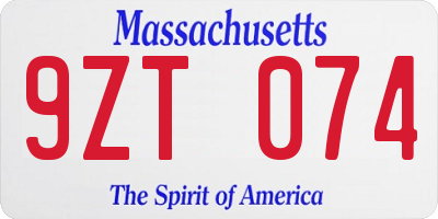 MA license plate 9ZT074