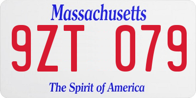 MA license plate 9ZT079
