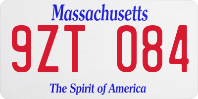 MA license plate 9ZT084