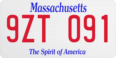 MA license plate 9ZT091