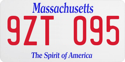 MA license plate 9ZT095