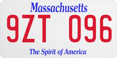 MA license plate 9ZT096