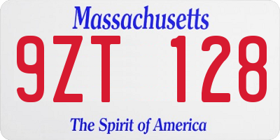 MA license plate 9ZT128