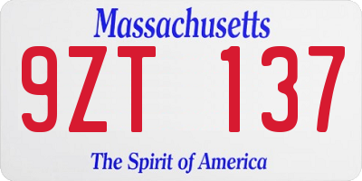 MA license plate 9ZT137