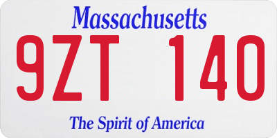 MA license plate 9ZT140