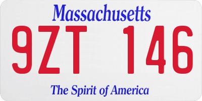 MA license plate 9ZT146