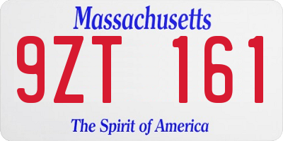 MA license plate 9ZT161