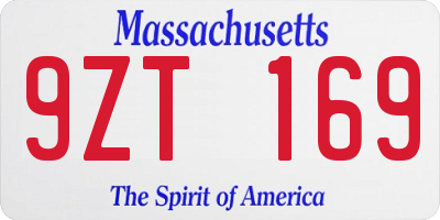 MA license plate 9ZT169