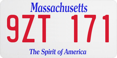 MA license plate 9ZT171