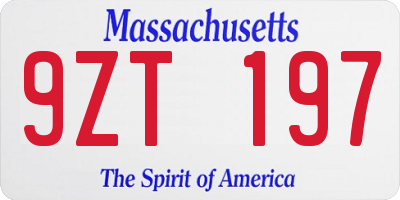 MA license plate 9ZT197