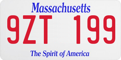 MA license plate 9ZT199