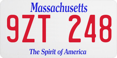 MA license plate 9ZT248