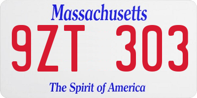 MA license plate 9ZT303