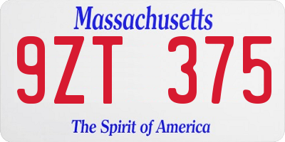 MA license plate 9ZT375