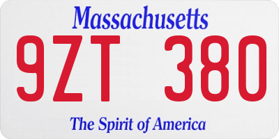 MA license plate 9ZT380