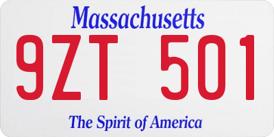 MA license plate 9ZT501