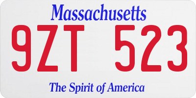 MA license plate 9ZT523