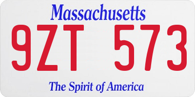 MA license plate 9ZT573