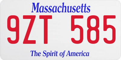 MA license plate 9ZT585