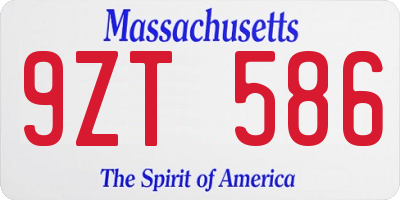 MA license plate 9ZT586