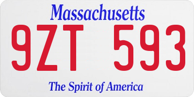 MA license plate 9ZT593