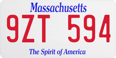 MA license plate 9ZT594