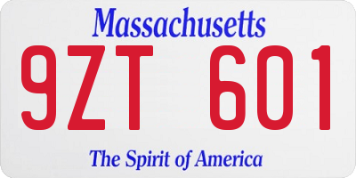 MA license plate 9ZT601