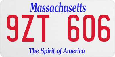 MA license plate 9ZT606