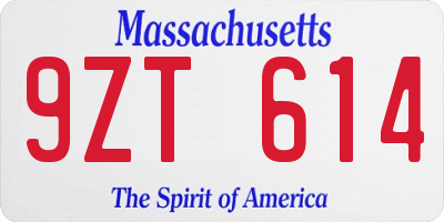 MA license plate 9ZT614