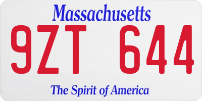 MA license plate 9ZT644