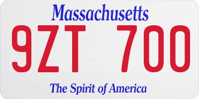 MA license plate 9ZT700