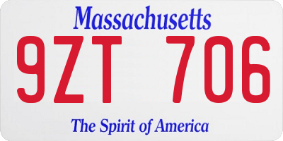 MA license plate 9ZT706