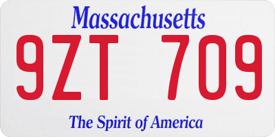 MA license plate 9ZT709